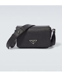 Prada - Bolso Al Hombro De Piel Saffiano Con Logo - Lyst