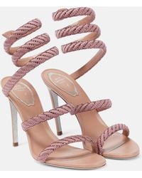 Rene Caovilla - Cleo Embellished Satin Sandals - Lyst