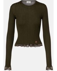 Saint Laurent - Lace-Trimmed Wool, Cashmere, And Silk Top - Lyst