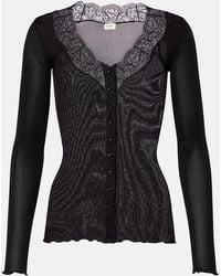 Saint Laurent - Top Aus Seide Mit Spitze - Lyst