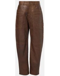 Isabel Marant - Weite High-Rise-Hose Breydi Aus Leder - Lyst