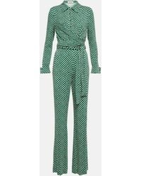 Diane von Furstenberg - Michele Checked Jersey Jumpsuit - Lyst