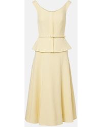 Roland Mouret - Belted Structured Peplum Midi Dress - Lyst