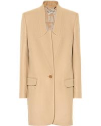 Stella McCartney Bryce Inverted Lapel Wool Coat - Natural