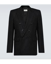 Saint Laurent - Pinstripe Wool Flannel Suit Jacket - Lyst