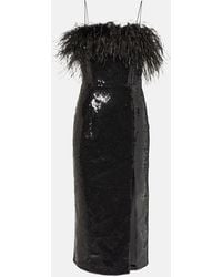 Rebecca Vallance - Nika Feather-trimmed Midi Dress - Lyst