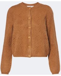 FRAME - Pointelle Wool And Cashmere Cardigan - Lyst