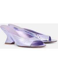 Dries Van Noten - Metallic Leather Wedge Mules - Lyst