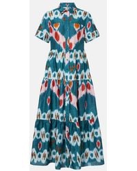 Erdem - Printed Tiered Cotton Shirt Dress - Lyst