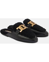Tod's - Catena Kate Shearling And Leather Mules - Lyst