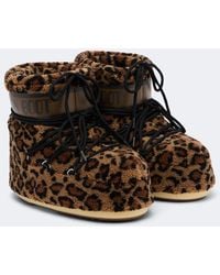 Moon Boot - Icon Low Leopard-Print Teddy Snow Boots - Lyst