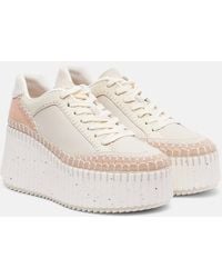 Chloé - Nama Leather Wedge Sneakers - Lyst