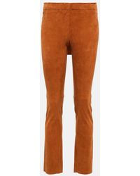 Stouls - Jacky Mid-rise Slim Suede Pants - Lyst
