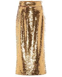 Dolce & Gabbana Gonna Longuette In Paillettes - Metallizzato