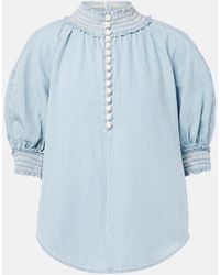 Zimmermann - Ascension Balloon-Sleeve Denim Blouse - Lyst
