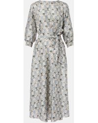 Loro Piana - Mila Printed Silk Midi Dress - Lyst