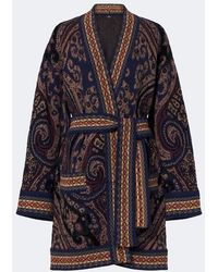Etro - Jacquard Wool-Blend Wrap Cardigan - Lyst