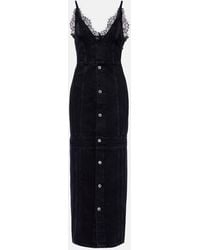 Stella McCartney - Lace-Trimmed Denim Maxi Dress - Lyst