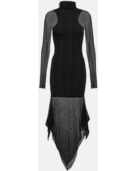 Mugler - Asymmetric Ribbed-knit Midi Dress - Lyst