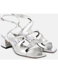Jimmy Choo - Azilia 45 Metallic Leather Sandals - Lyst