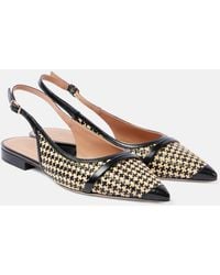 Malone Souliers - Jama Leather-Trimmed Raffia Ballet Flats - Lyst