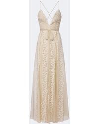 Fendi - Silk Chiffon And Lace Maxi Dress - Lyst