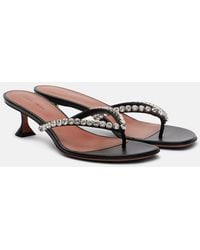 AMINA MUADDI - Gigi 45 Embellished Leather Thong Sandals - Lyst