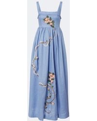 Agua Bendita - Barbara Embroidered Linen Maxi Dress - Lyst