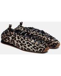 Ganni - Leopard-Print Ballet Flats - Lyst