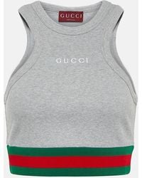 Gucci - Tank top cropped a coste - Lyst