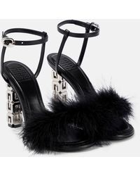 Givenchy - G Cube Feather-trimmed Leather Sandals - Lyst