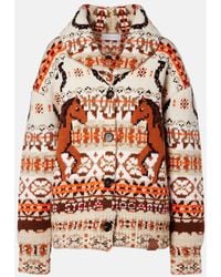 Stella McCartney - Intarsia Oversized Virgin Wool Cardigan - Lyst