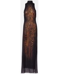 Jean Paul Gaultier - Wood Printed Mesh Maxi Dress - Lyst