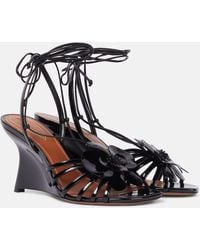 Zimmermann - Orchid 85 Patent Leather Wedge Sandals - Lyst