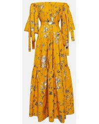 Erdem - Off-The-Shoulder Bow-Detailed Floral-Print Cotton-Faille Gown - Lyst