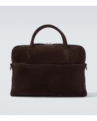 Metier - Closer Slim Suede Briefcase - Lyst