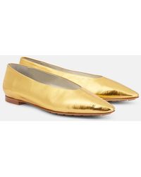 Bottega Veneta - Metallic Ballerinas Sofia Aus Leder - Lyst