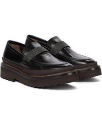 Brunello Cucinelli - Embellished Leather Loafers - Lyst