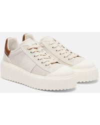 Hogan - H-Stripes Canvas And Leather Sneakers - Lyst