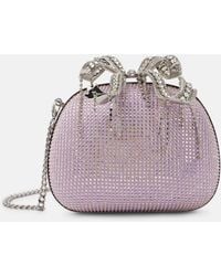 Self-Portrait - The Bow Embellished Satin Clutch - Lyst