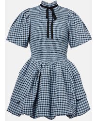Ganni - Minikleid Aus Seersucker - Lyst