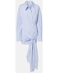 The Attico - Gathered Striped Cotton Shirt Dress - Lyst