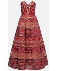 Elie Saab - Abito Lungo Con Paillettes - Lyst