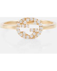 Gucci - Interlocking G 18kt Gold Ring With Diamonds - Lyst