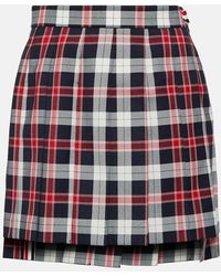 Thom Browne - Mini-Jupe Plissee En Laine Melangee - Lyst