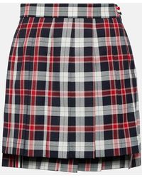 Thom Browne - Pleated Wool-blend Miniskirt - Lyst