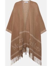 Max Mara - Poncho De Lana Con Logo En Jacquard - Lyst