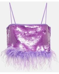 GIUSEPPE DI MORABITO - Feather-Trimmed Sequined Crop Top - Lyst