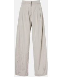 The Row - Iven Pleated Silk-Blend Straight Pants - Lyst