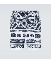 Dolce & Gabbana - Mittellange Badeshorts Print Marina - Lyst